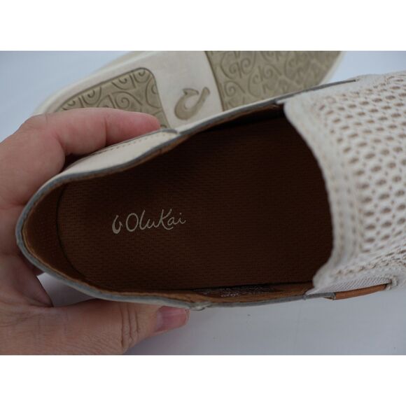 OluKai Women's Pehuea Loafer Size 7.5 Slip On Shoe Beige Mesh Convertible Slide - Picture 9 of 12